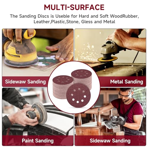 100PCS 5 Inch Sanding Discs 240 Grit Sandpaper for Orbital Sander - style: Aluminum oxide