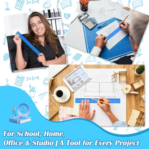 36 Pack 12" Clear Blue Plastic Rulers, Back to School Measuring Supplies - color: Blue