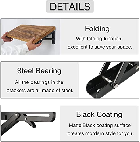 Folding Shelf Brackets - 12 Inch 4 Pcs Heavy Duty Collapsible Shelf Bracket - size: 12 Inch- 4 Packs