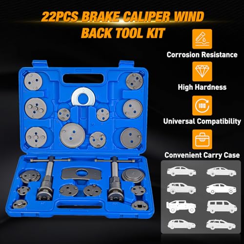 GOOACC 22pc Disc Brake Caliper Compression Tool Set Piston Reset Press Blue - color: 22pc Brake Caliper Blue
