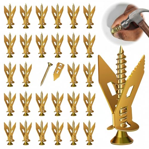 200Pcs Self Drilling Drywall Anchors with Screws Kit, No Drill Needed