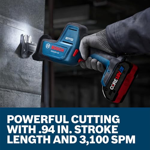 BOSCH GSA18V-24N 18V Compact Reciprocating Saw - Lightweight Design, Tool-Free Blade Change, Variable Speed Control for Efficient Cutting (Bare Tool)