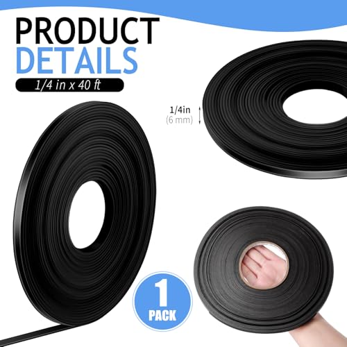 Tellegloww Black Magnetic Tape Roll Thin Strips, 1/4 in X 40 ft, 1 Pcs - size: 1/4 inch x 40 feet