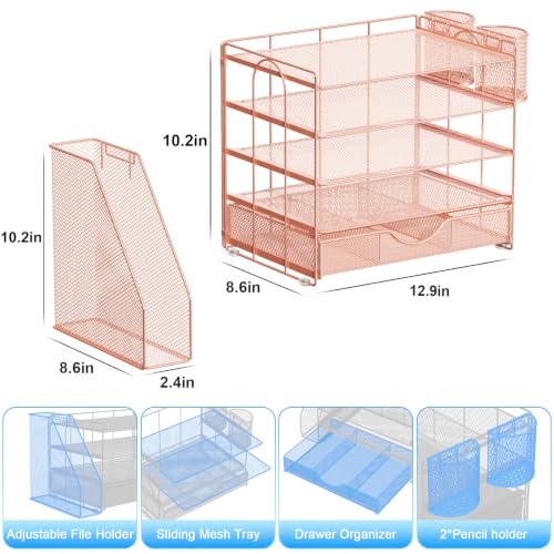 gianotter 5-Tier Desk Organizer with Drawers and File Holders - color: Rose Gold, size: 5T