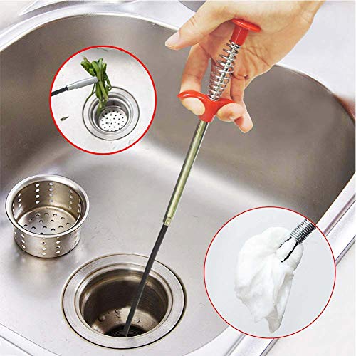 Drain Snake Drain Clog Remover Flexible Grabberable Pick Up Cleaning Tool Reacher Claw Stick, Drain Auger Grab Trash Hairs from Drain,Sink,Bathroom Tub Toilet Hose (35.4 Inch Drain Snake) - style: 35.4 Inch