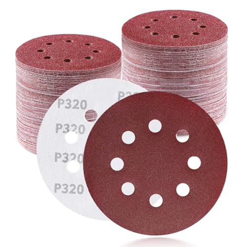 100Pcs 5 Inch Sanding Discs 320 Grit, Round Hook and Loop Sandpaper for Random Orbital Sander Pads(320 Grit) - style: 320G 100pcs