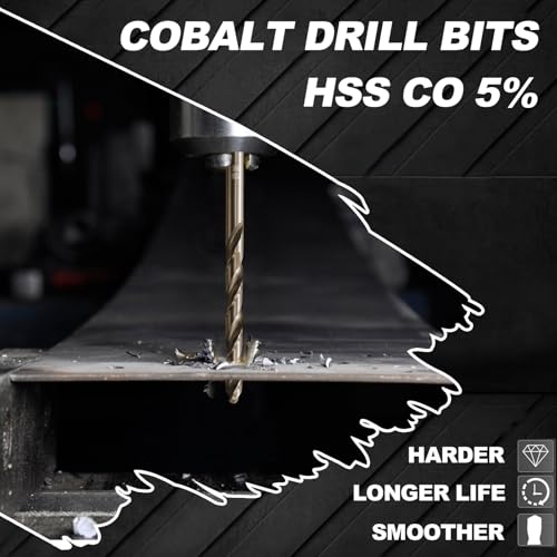 5/16 Cobalt Drill Bits for Metal and Hardened Steel (5Pcs) - size: 5/16 in (5 pcs)