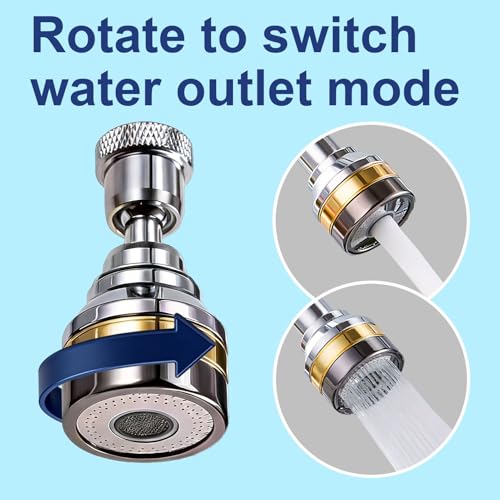 360° Swivel Kitchen Faucet Aerator Replacement 2-function Kitchen Faucet Sprayer Attachment Faucet Nozzle Attachment Water-Saving Faucet Head Replacement Part 55/64'' Female Thread,Short - size: SHORT
