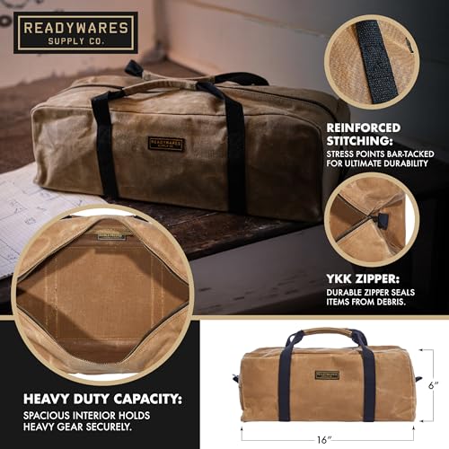 Readywares 16" Utility Bag | Waxed Canvas Medium Heavy Duty Tool Bag - size: 16" Utility Bag