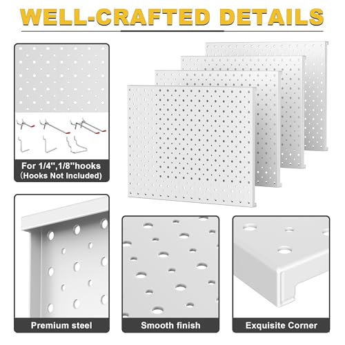 Ultrawall Metal Pegboard Panels, Pegboard Wall Organizer, Gray Peg Boards - color: Gray, size: 16x12"- 4 Pcs