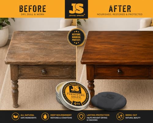 Furniture Salve for leather, leather conditioner, furniture balm, shoe polish kit, wood restorer for furniture, bees wax furniture polish 4 oz
