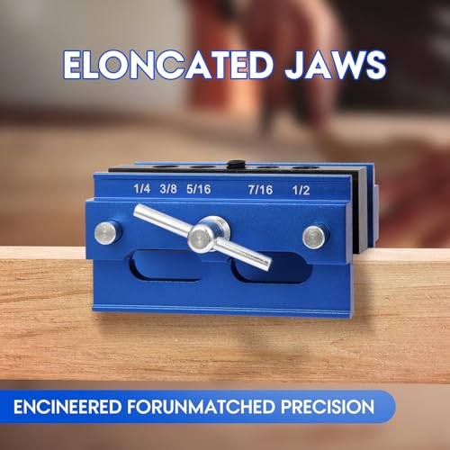Kosmi Self Centering Dowel Jig Kit,Drill Guide Jig Block for Straight Holes with 6PCS Drill Bushings,High-quality aviation aluminum material - color: Blue