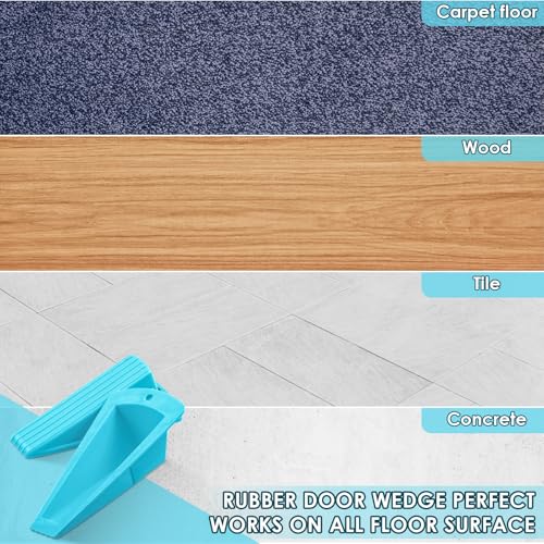 Frienda 2 Pcs Heavy Duty Rubber Door Stops Wedge Stackable,Blue - color: Blue