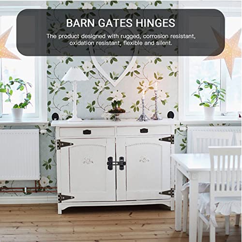 Barn Gate Latch Hardware Kit,2 Latch+4 Hinges,Stainless Steel Black