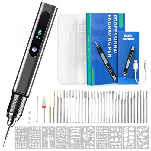 Engraving Pen Kit Cordless Rotary Tool with Carry Case Rechargeable Engraver with 47 Bits for Wood Carving Glass ,Jewelry Making,DIY Crafts,Artists and Hobbyists - size: 43pc
