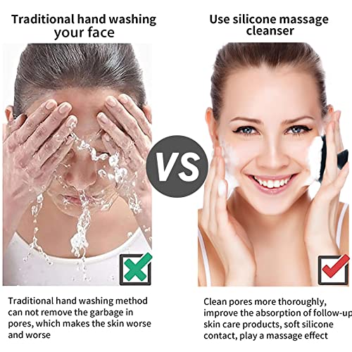 Face Scrubber, Silicone Face Scrubber for Men Facial Cleansing Brush Silicone Face Wash Brush Manual Waterproof Cleansing Skin Care Face Brushes for Exfoliating- Black - color: Black