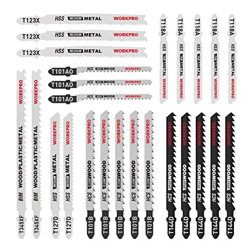 WORKPRO 25-Piece T-Shank Jig Saw Blade Set with Storage Case