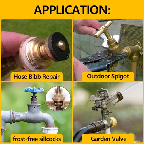 114-Piece 12 Sizes Faucet Washers Assorted Kit - Outdoor Spigot Repair Kit for Hose Bib, Water Valve - Flat & Beveled Faucet Rubber Washer Assortment, Brass Bibb Screws - size: 12
