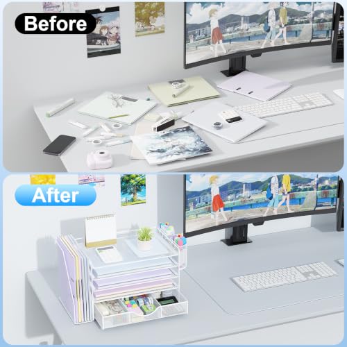gianotter 5-Tier Desk Organizer with Drawers and File Holders - color: White, size: 5T