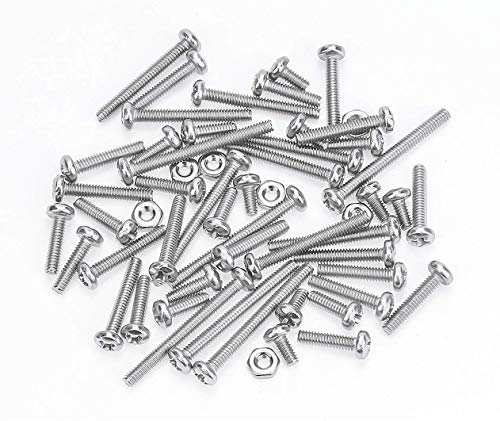 300Pcs #2-56 UNC Stainless Steel Phillips Pan Head Machine Screws Nuts Assortment Kit- #2-56x 5/32" 1/4" 5/16" 3/8" 1/2" 5/8" 3/4" 7/8" 1" - size: #2-56