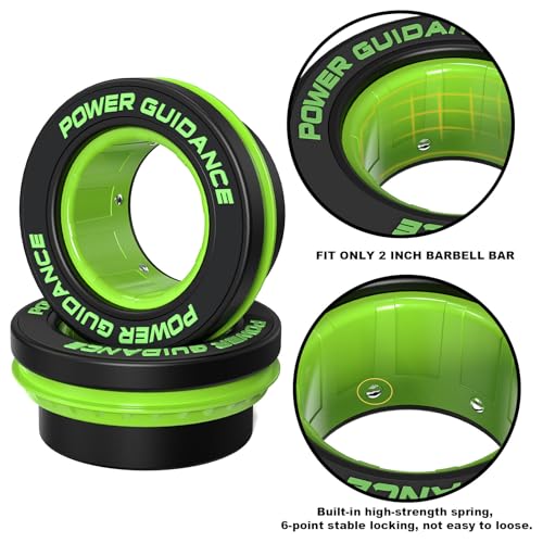 POWER GUIDANCE Fitness Barbell Clips 2" (Pair) - Quick fix Olympic Barbell Clamps & Collars for Secure Weightlifting & Powerlifting - Barbell Clips for Bars - color: Green