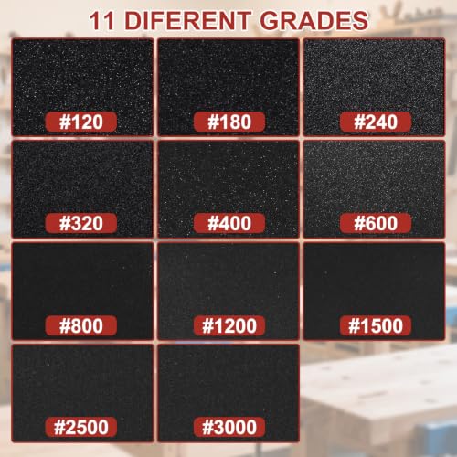 22 Pcs Sanding Sponge 120-3000 Grit Sandpaper Assortment, Washable & Reusable Sanding Blocks for Wood, Metal, Drywall, Glazing, Wet Dry Sandpaper for Smooth Finishing - size: Mix Grit 22PCS