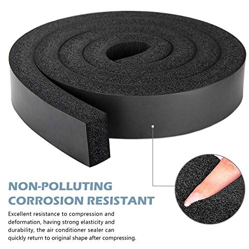 13Ft NBR+PVC Air Conditioner Foam Seal Insulating Strip 2 Roll 1 x 1 Inch 6.5 Feet Long Heavy Duty Window Seal Weather Stripping with High Resilience No-Adhesion - color: No-Adhesive, size: 13Ft x1 in x 1 in