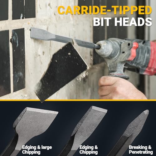 TGFTGF 17-Piece SDS Plus Rotary Hammer Drill Bits and Chisel Set, YG8C Carbide Tips, SDS Plus Bits, Masonry Drill Bit Set for Concrete, Brick and Stone, with Storage Case, Ideal Tool for DIY, Home - size: 17PCS