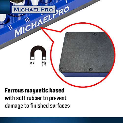 MichaelPro Magnetic Socket Organizer, Socket Tray, 3-Pc 1/4-inch, 3/8-Inch, & 1/2-Inch Magnetic Organizer Tray in Metric for Toolboxes/Cabinets| MP014002 - size: Metric