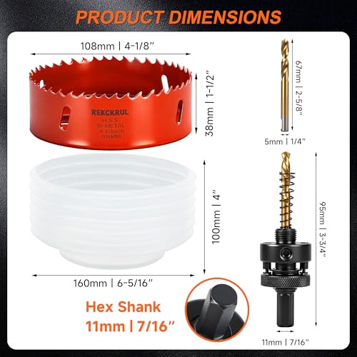(108mm | 4-1/4 Inch) HSS M42 with 8% Cobalt Bi-Metal Hole Saw - size: 108mm | 4-1/4 Inch