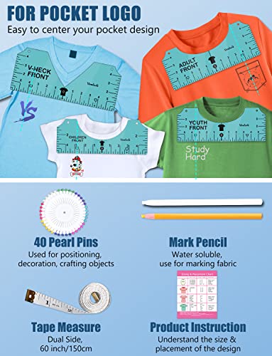 Vowlove T-Shirt Ruler for Front Back Design Alignment and Placement - color: 02 Cyan
