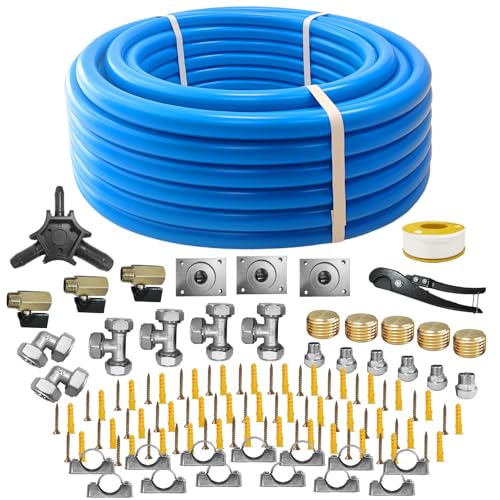 3/4 Inch x 200 FT Shop Air Line Kit, Compressed Air Piping System for Shop, Garage, HDPE Tubing and Aluminum Rapid Air System Includes Right Angle Fittings and Tee Fittings, Air Line Tubing Kit - size: 3/4" x 200ft