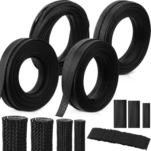 Tatuo 151 ft Braided Cable Sleeve Expandable Wire Sheathing(Black) - color: Black, size: 151 ft