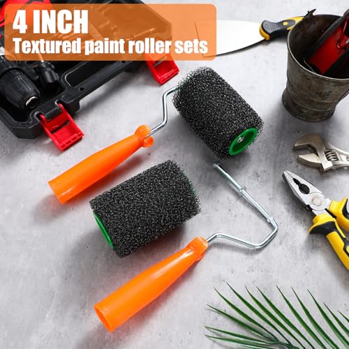 GlikCeil 6 Pcs 4 Inch Paint Roller with Foam Covers Mini Textured Paint Roller for Bed Liner Truck Coating Create Texture Effect