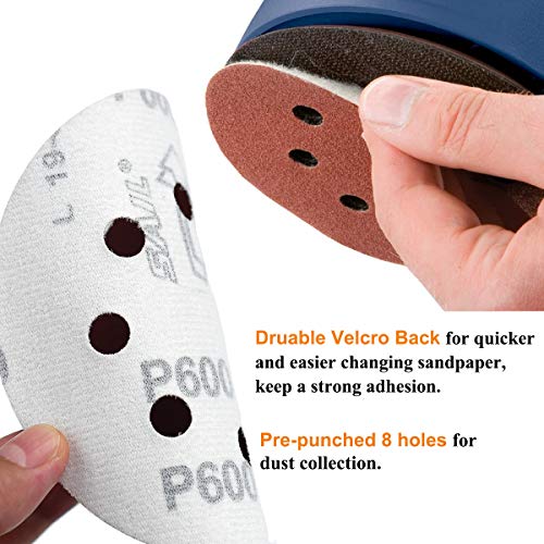 5-Inch 8-Hole Hook & Loop Sanding Discs 600-2000 Mixed Grit, 60-Pack - style: 600-2000 Grit, 60-Pack