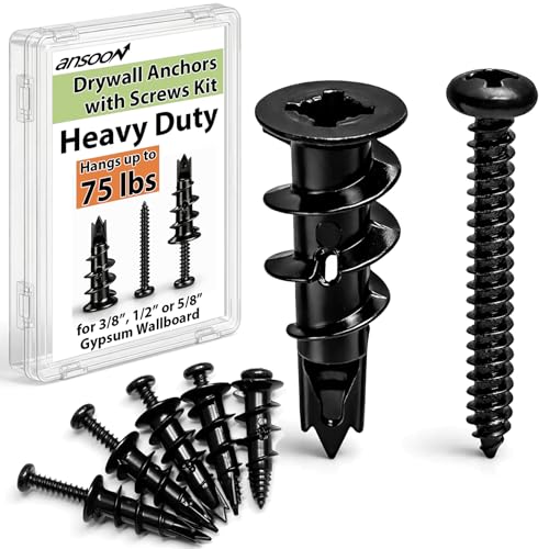 20Pcs Black Metal Self-Drilling Wall Anchors and Screws for Drywall - size: Black Metal