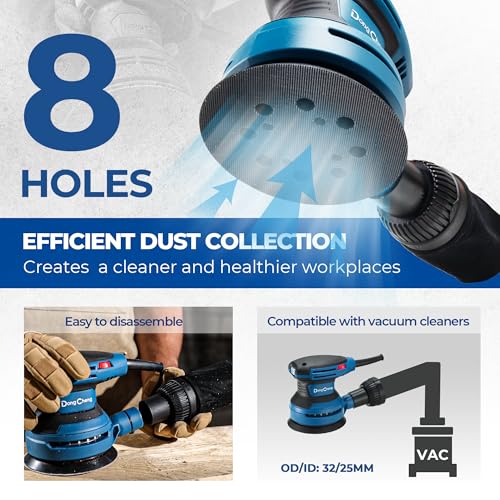 Dong Cheng 5-Inch Random Orbital Sander 3.2A 12800OPM Electric Palm Sander, 6 Variable Speeds, with 20pcs Sandpaper & Detachable Dust Bag, Power Sander for Woodworking, Sanding & Polishing - style: 380W Random Orbital Sander & Tool bag