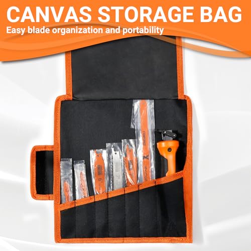 13-Piece Multi-Purpose Hand Saw Set - Manual Reciprocating Saw Handle with 12 Assorted Blades - Portable Jab Saw Kit for Wood, Metal, Drywall, Plastic & Pruning - Includes Storage Pouch