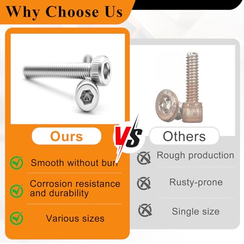 304 Stainless Steel 1050PCS M1.4 M1.6 M2 M2.5 Knurl Socket Head Cap Screws Hardware Kit Hex Socket Head Cap Bolts, Nuts & Washers Assorted Set for DIY, 3D Printer - size: 1050pcs