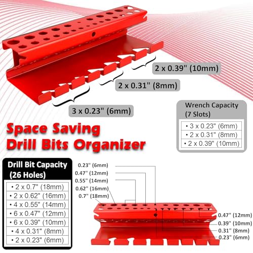 MUTUACTOR Magnetic Screwdriver Rack,1PCS Heavy Duty Magnetic Mount Red Screwdriver Organizer,Magnetic Tool Holder Durable Storage Holder for Multiple Screwdriver Plier Shear Tool Chest Cart Workbench - style: Red Drill Bits Wrench Holder