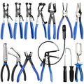 DISEN Automotive Electrical Disconnect Pliers Set 13PCS | Electrical Connector Removal Tool Kit for Car Harness, Fuel Line, Hose, Auto Radiator, with 2 Storage Bags, Blue