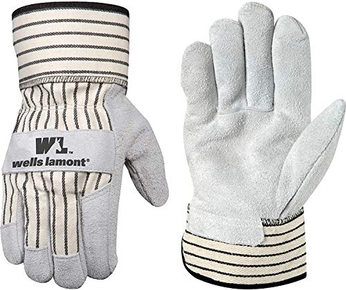 Wells Lamont Men's Split Cowhide Safety Cuff Leather Work Gloves, Medium - size: Medium (Pack of 1)