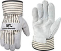 Wells Lamont Men's Split Cowhide Safety Cuff Leather Work Gloves, Medium - size: Medium (Pack of 1)