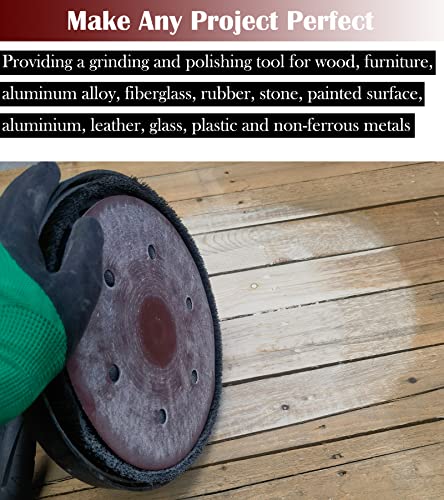 30 PCS 9 Inch 6 Hole Drywall Sanding Discs Set- 80 100 120 180 240 400 Grits, 9" Sandpaper Discs with Hook & Loop Backing, Fast Cutting Aluminum Oxide Abrasive for Drywall Power Sander, Wood Sander