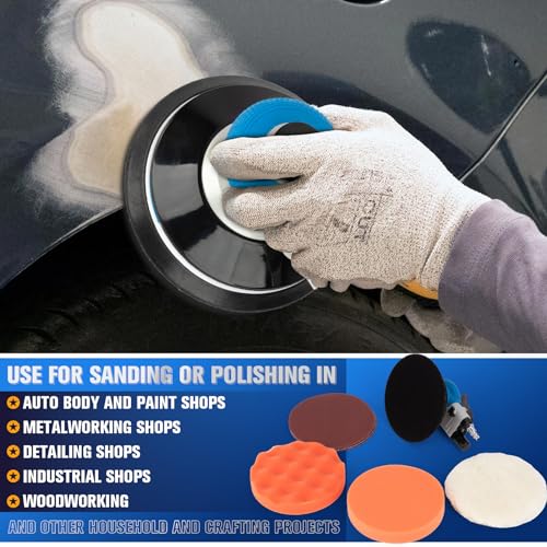 6" Air Sander Kit - Garage-Ready Dual Action Tool, Car Detailing & Woodworking Hero | Palm-Sized Power w/Free Tool Kits - color: Black, size: 6 inch