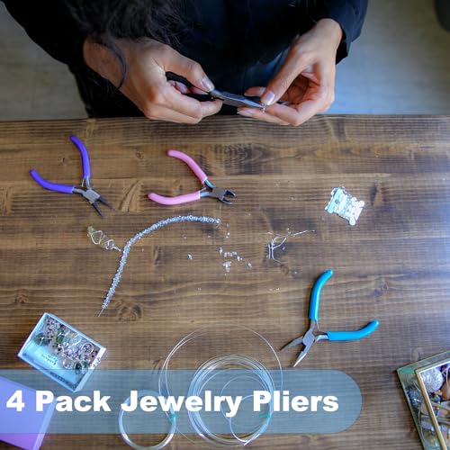 4 Pack Jewelry Pliers Set, Jewelry Making Pliers Tools - style: 4pcs-Mixed Color