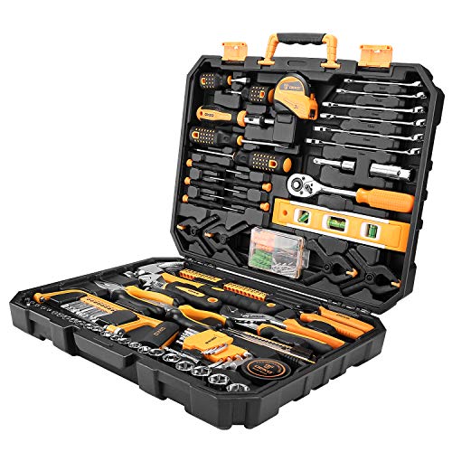 DEKOPRO 228 Piece Socket Wrench Auto Repair Tool Combination Package Mixed Tool Set Hand Tool Kit with Plastic Toolbox Storage Case - color: Yellow