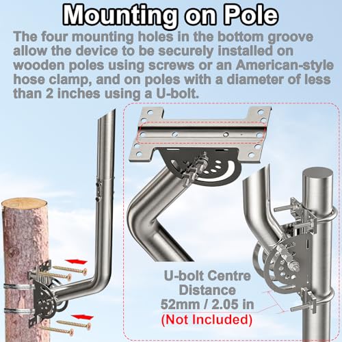 28" Heavy Duty Adjustable Antenna Wall Mount – 430 Stainless Steel J-Pole Solid Mast Bracket for Starlink (Adapter Required), TV Antennas, Weather Stations – 1.38" OD Pivot Base (Silver) - color: 28‘’ Long Wall Mount Silver