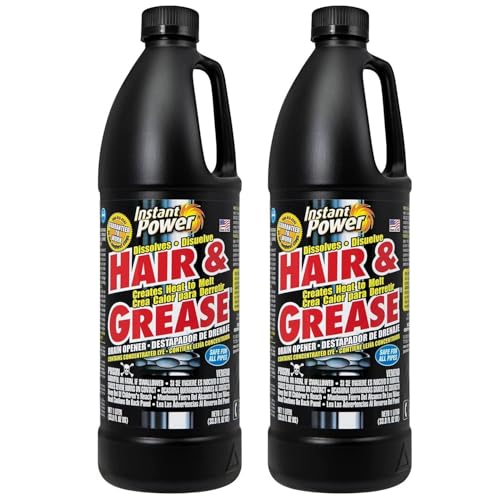 Instant Power Hair & Grease Drain Opener & Clog Remover, 1 Liter, 2 Pack - size: 33.8 Fl Oz (Pack of 2)