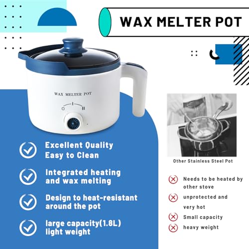 Ksedcon Wax Melting Pot Kit with Thermometer, Wicks and 3 Candle Dye Colors - size: wax melting pot kit 7pcs